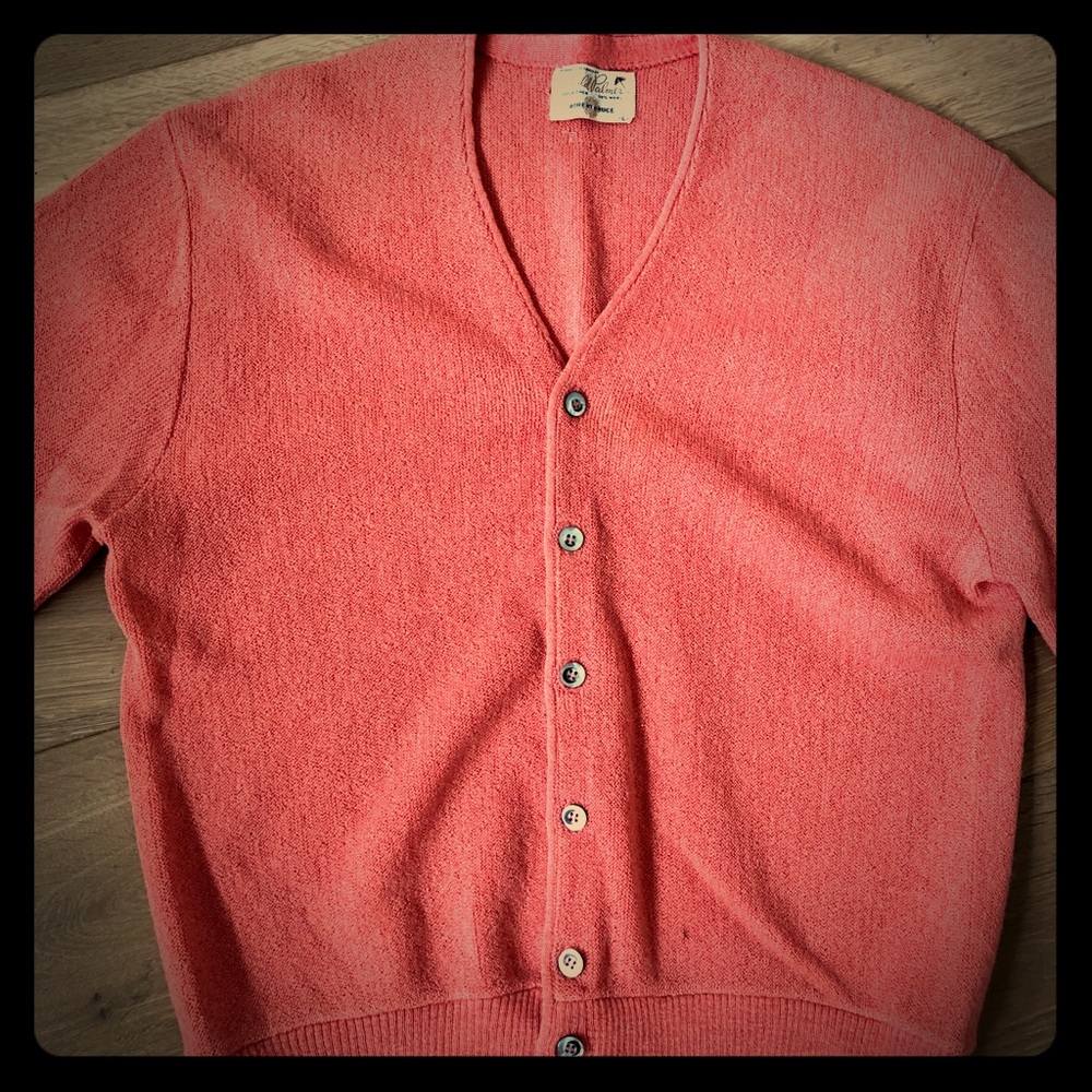 Vintage 1960’s Era Arnold Palmer Salmon Cardigan